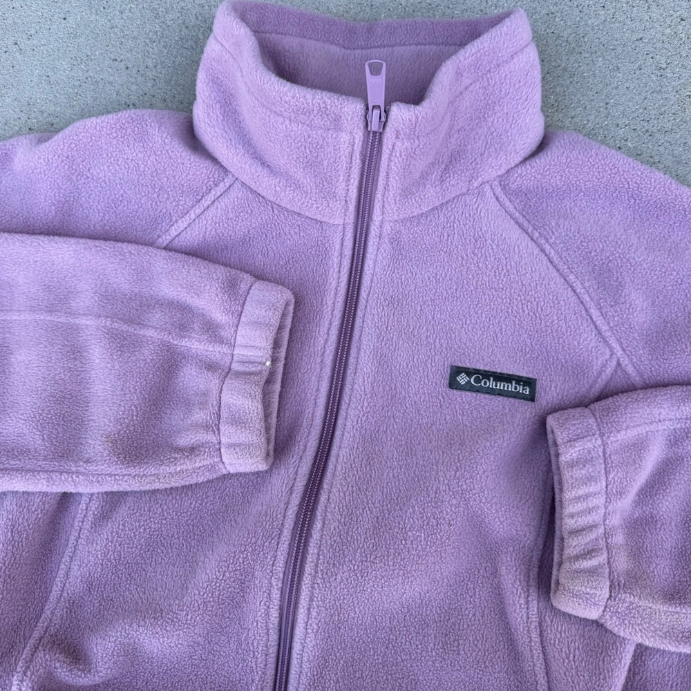 Columbia Women XL Purple Full Zip Fleece Jacket Mock Neck